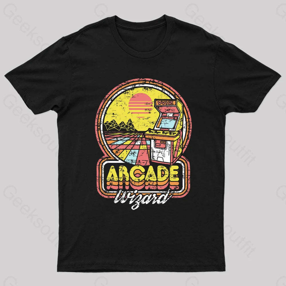 Arcade Wizard Geek T-Shirt Black / S