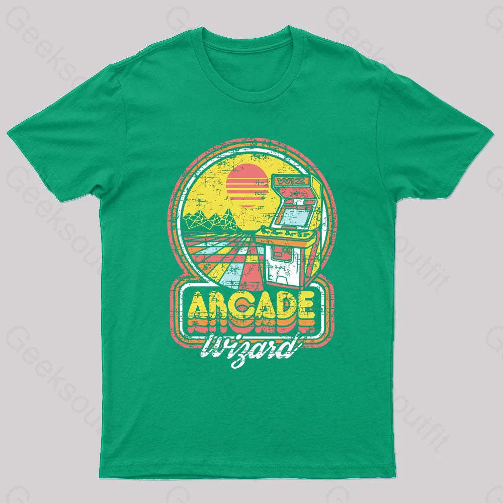 Arcade Wizard Geek T-Shirt Green / S