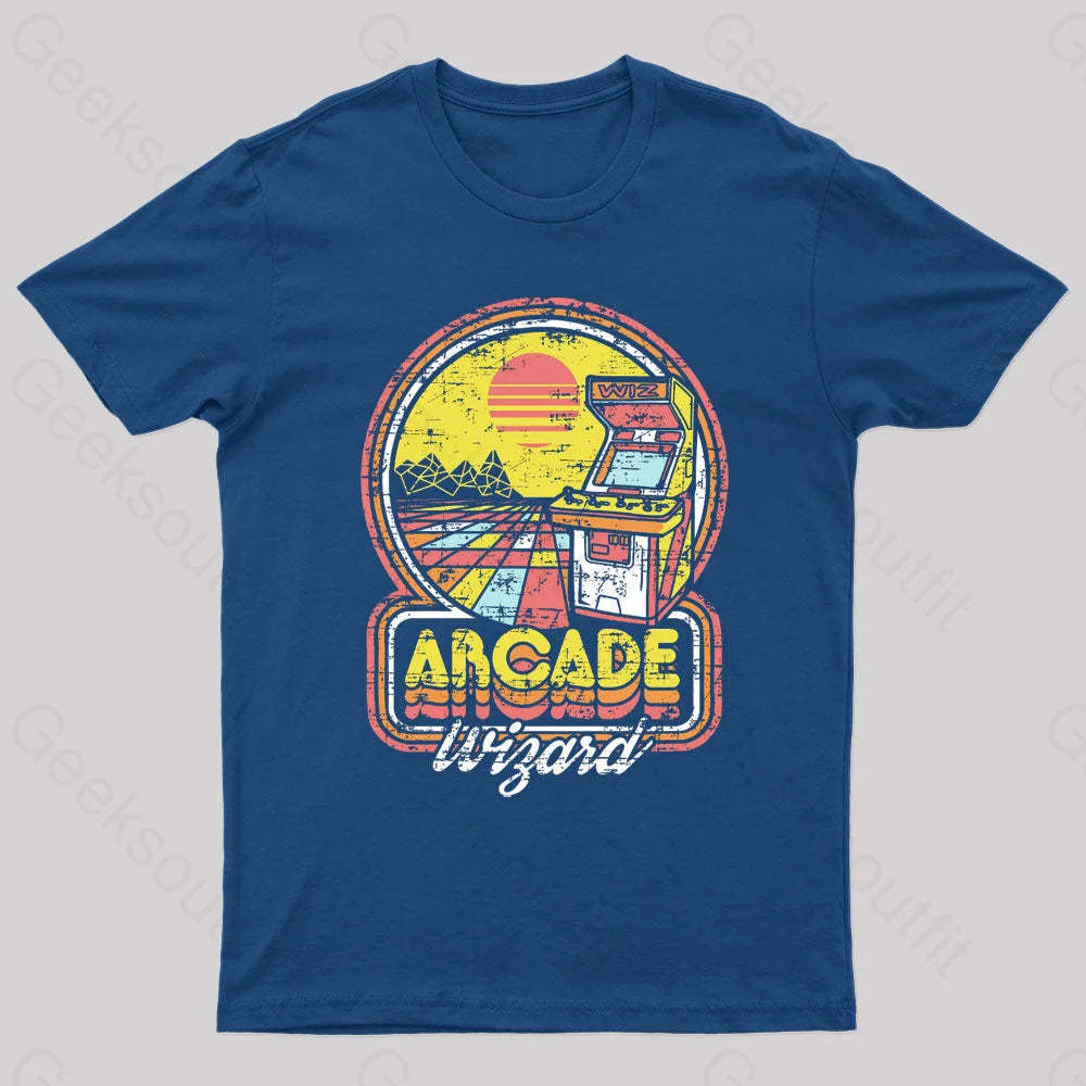 Arcade Wizard Geek T-Shirt Navy / S
