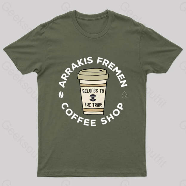 Arrakis Freman Coffee Shop Nerd T-Shirt Army Green / S