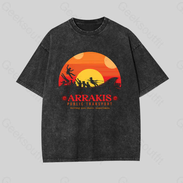Arrakis Getting You There Sometimes Geek Washed T-Shirt Black / S