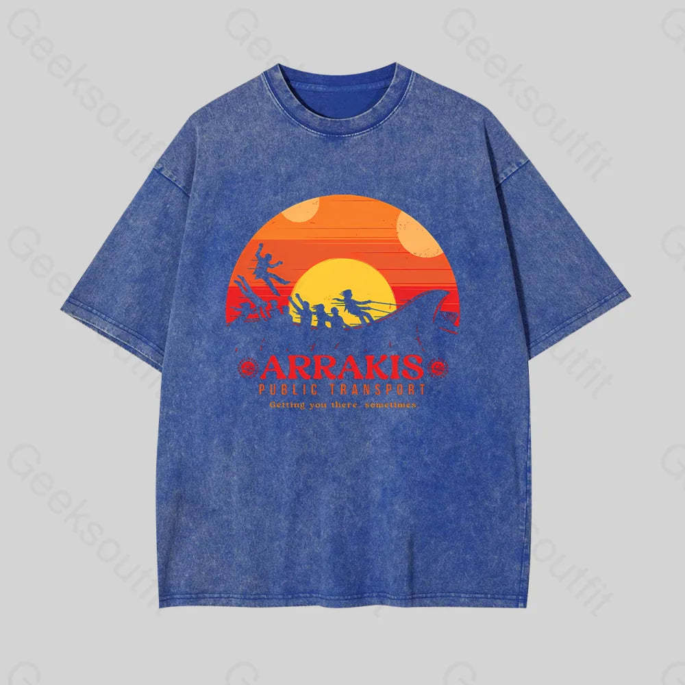 Arrakis Getting You There Sometimes Geek Washed T-Shirt Blue / S