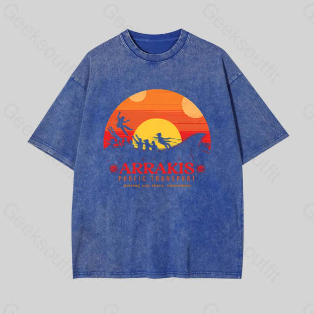 Arrakis Getting You There Sometimes Geek Washed T-Shirt Blue / S
