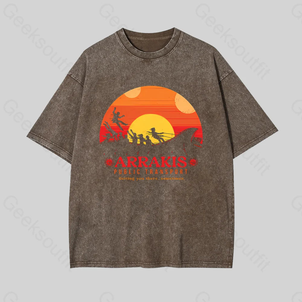 Arrakis Getting You There Sometimes Geek Washed T-Shirt Coffee / S