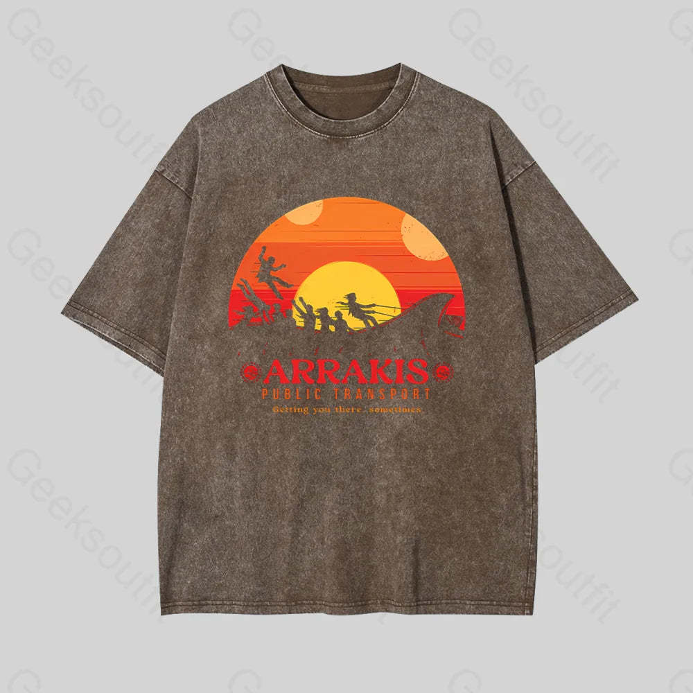 Arrakis Getting You There Sometimes Geek Washed T-Shirt Coffee / S