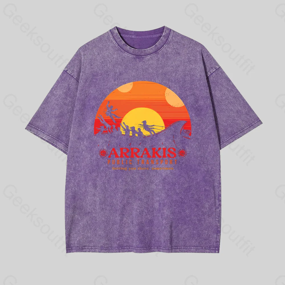 Arrakis Getting You There Sometimes Geek Washed T-Shirt Purple / S