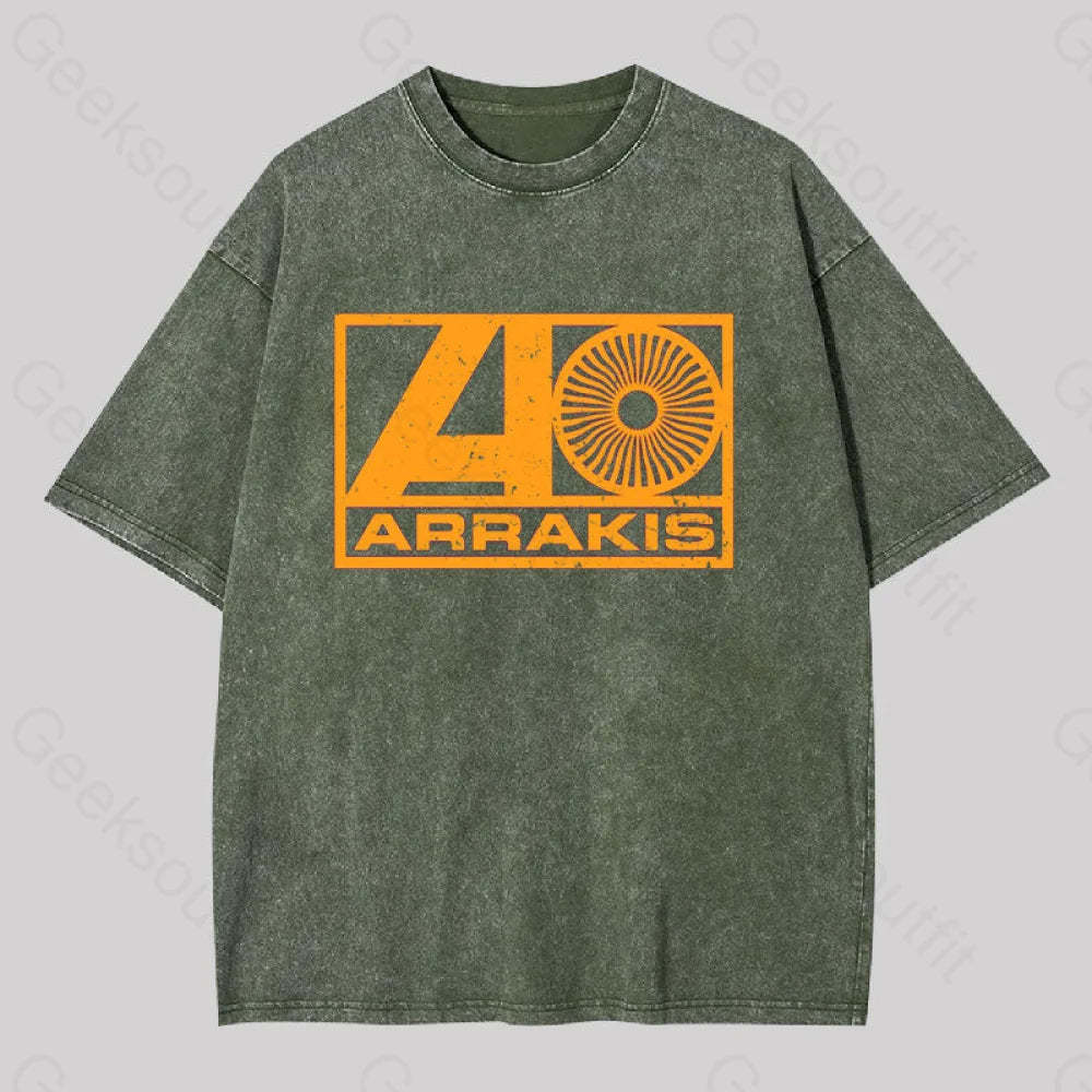 Arrakis Records Geek Washed T-Shirt Army Green / S