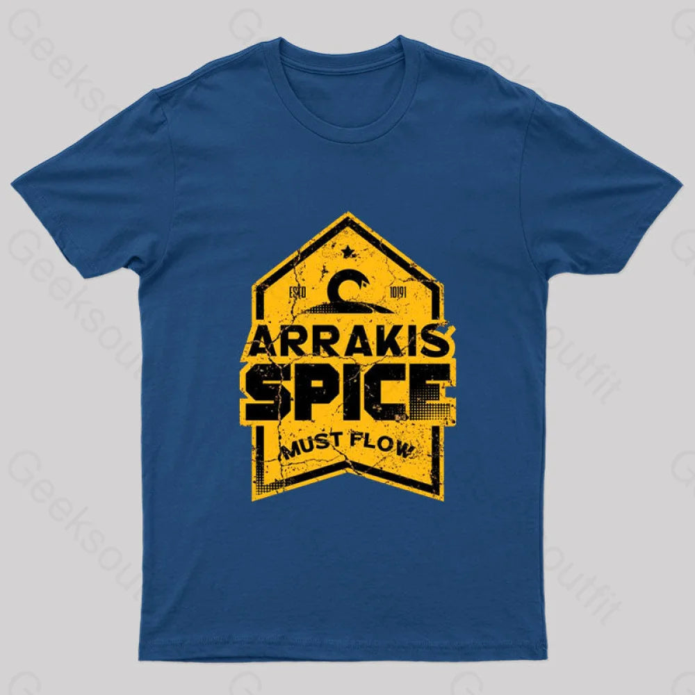 Arrakis Spice Must Flow Nerd T-Shirt Navy / S