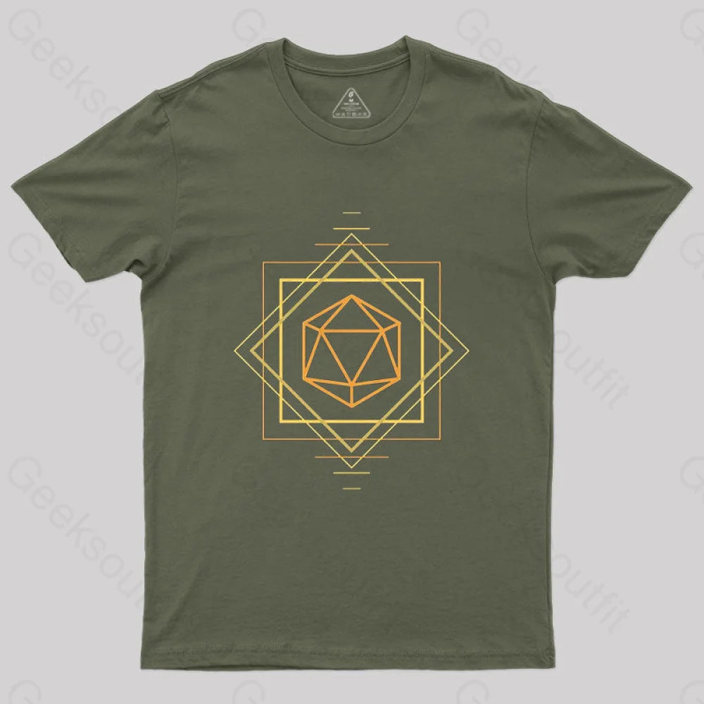 Art Deco D20 T-Shirt Army Green / S