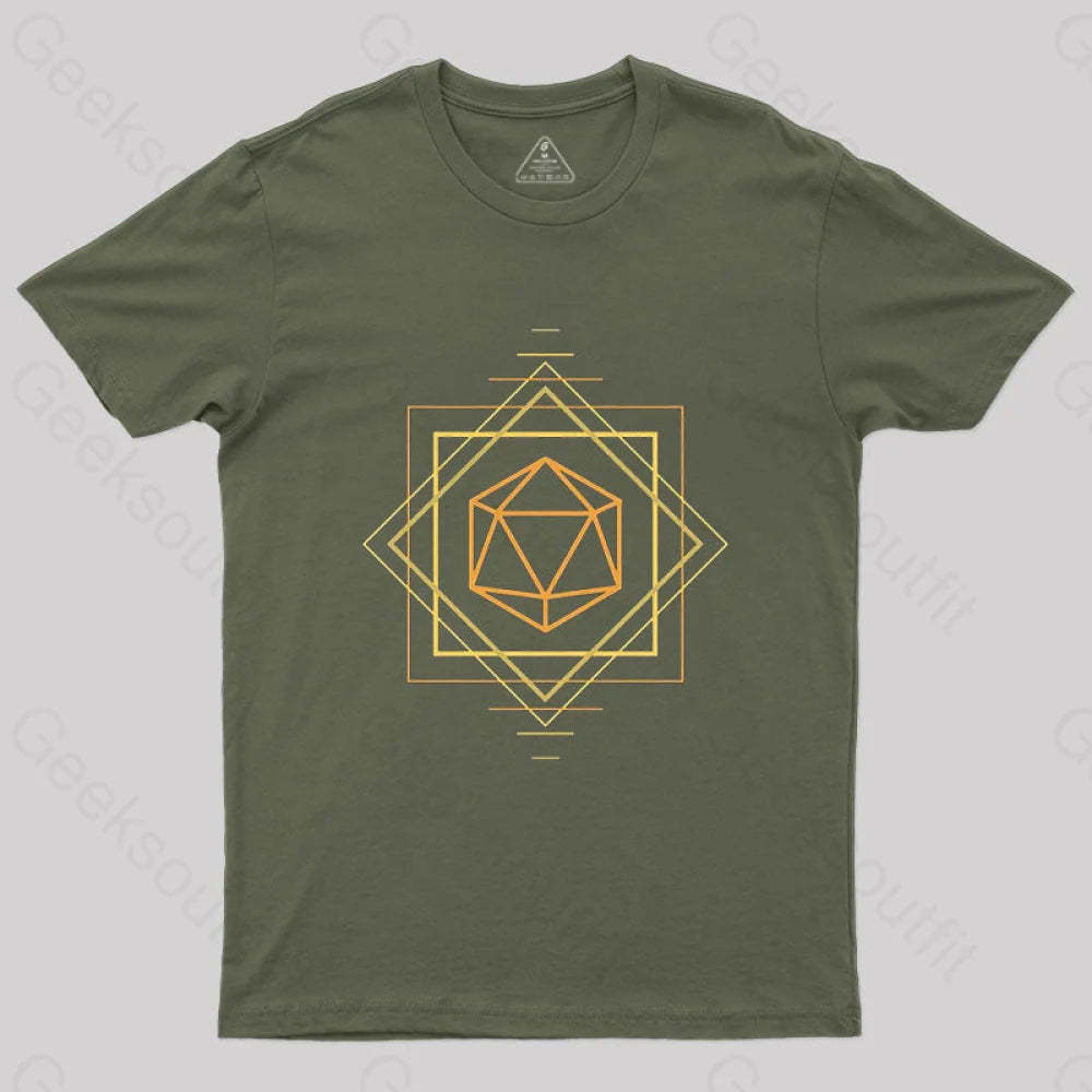 Art Deco D20 T-Shirt Army Green / S