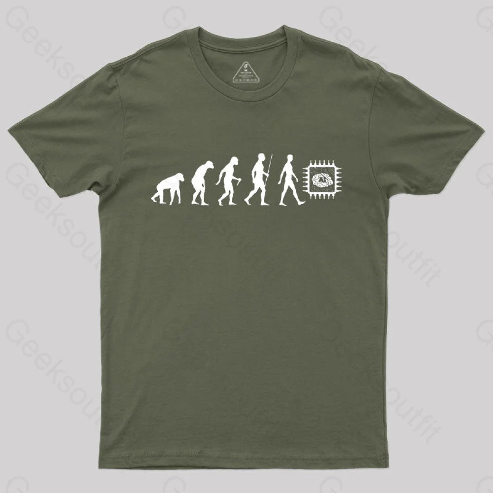 Artificial Intelligence Evolution T-Shirt Army Green / S
