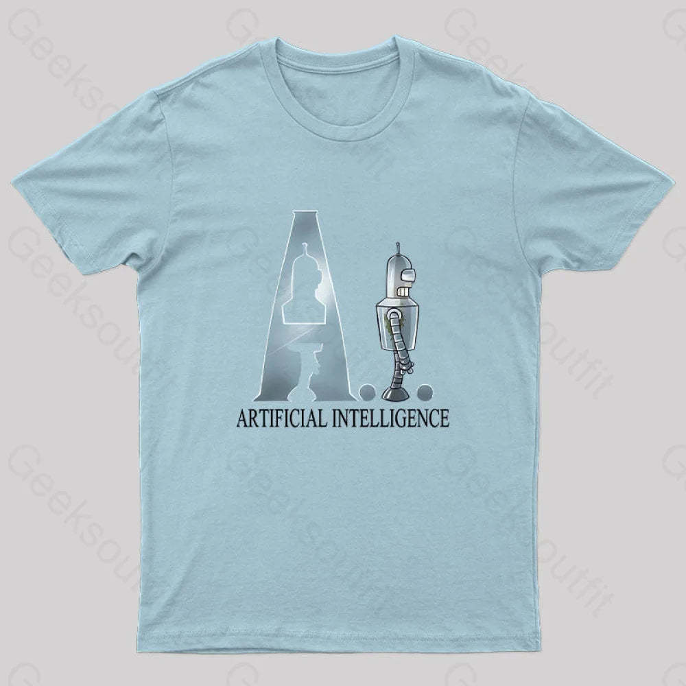 Artificial Intelligence Nerd T-Shirt Light Blue / S