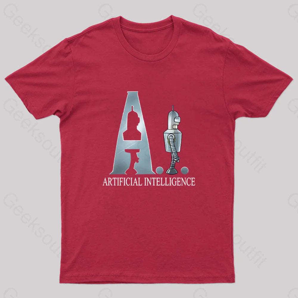 Artificial Intelligence Nerd T-Shirt Red / S