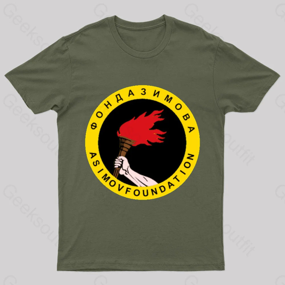 Asimov Isaac Geek T-Shirt Army Green / S
