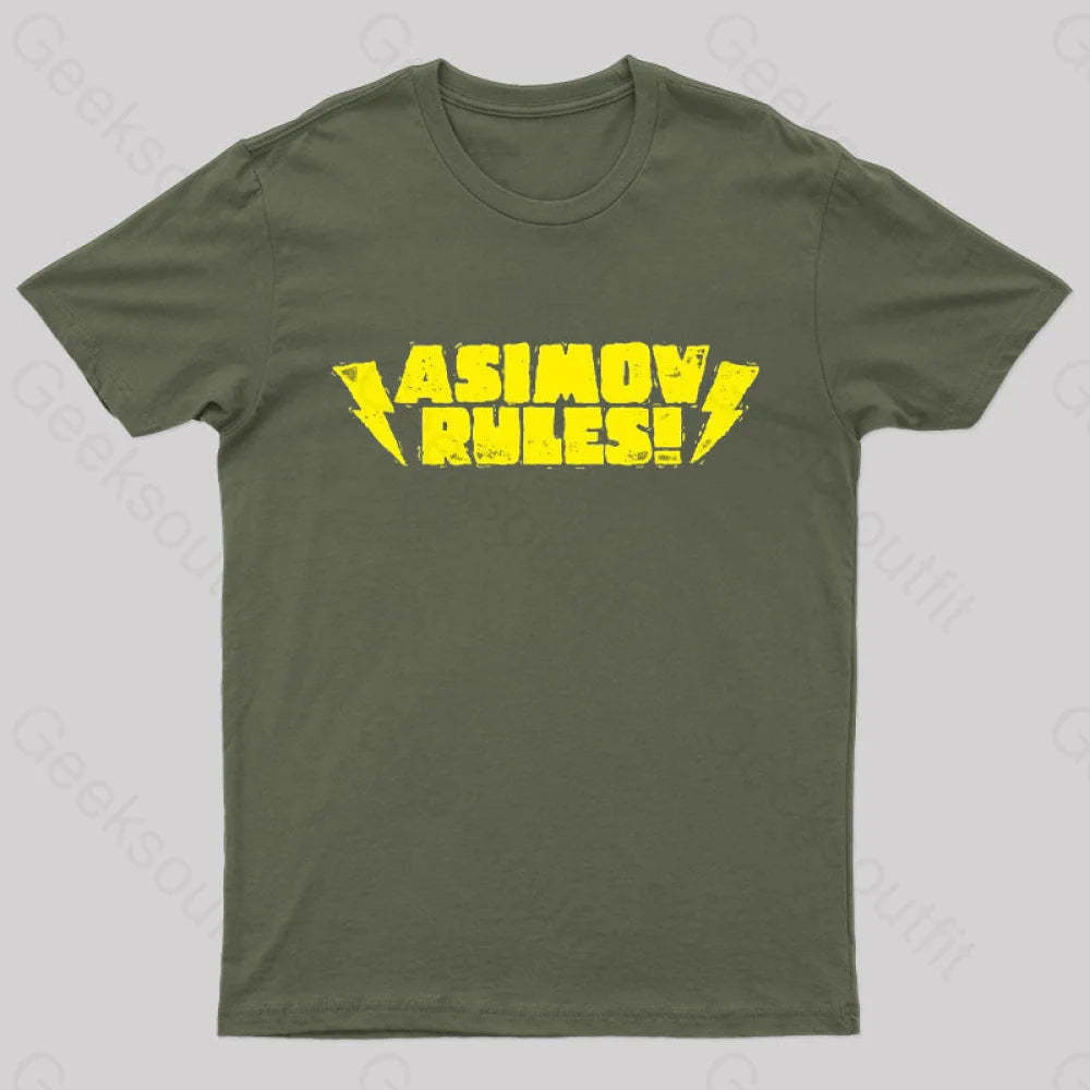 Asimov Rules! Nerd T-Shirt Army Green / S
