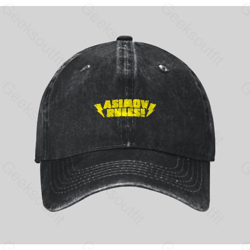 Asimov Rules! Washed Vintage Baseball Cap Black