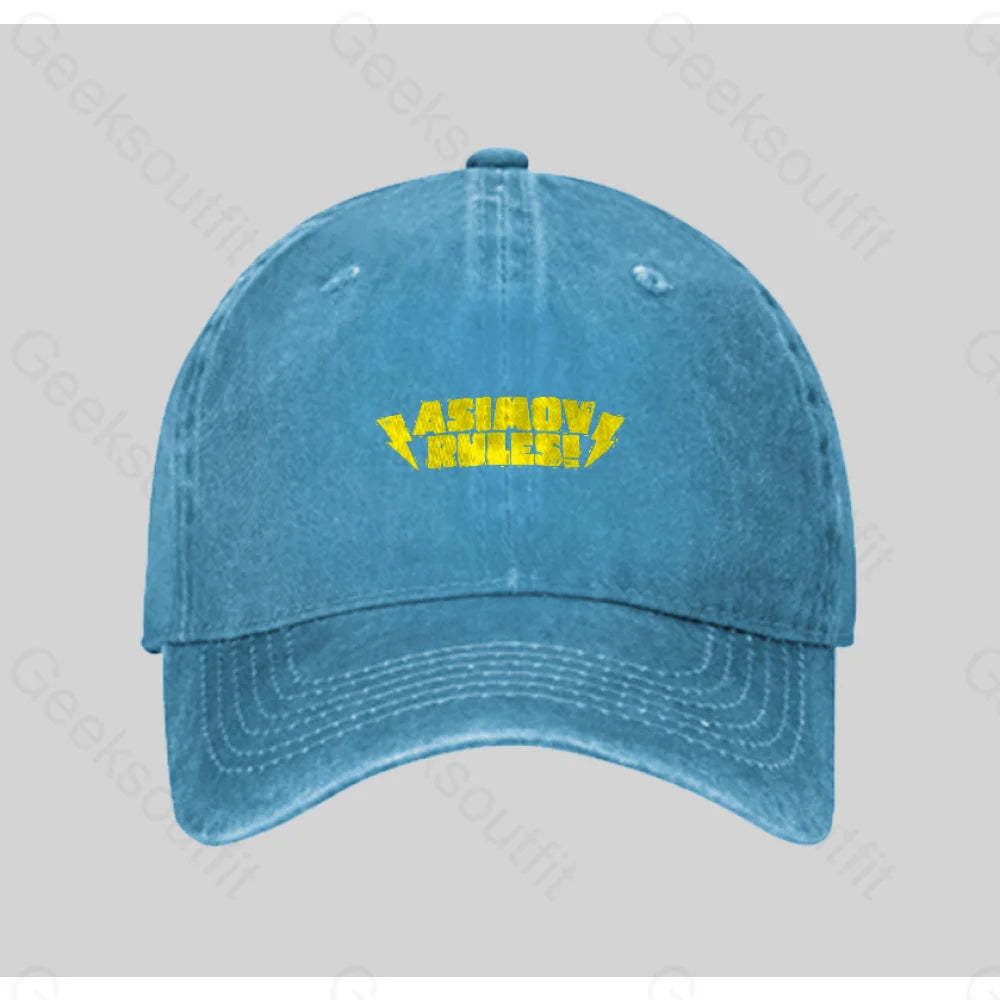 Asimov Rules! Washed Vintage Baseball Cap Blue