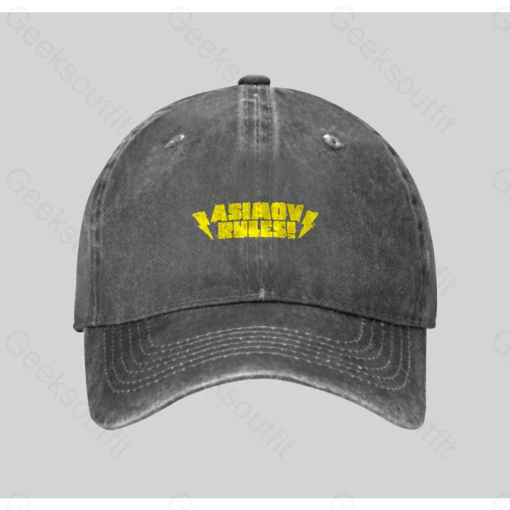 Asimov Rules! Washed Vintage Baseball Cap Grey