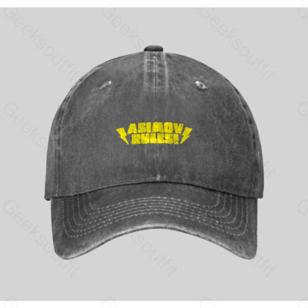 Asimov Rules! Washed Vintage Baseball Cap Grey