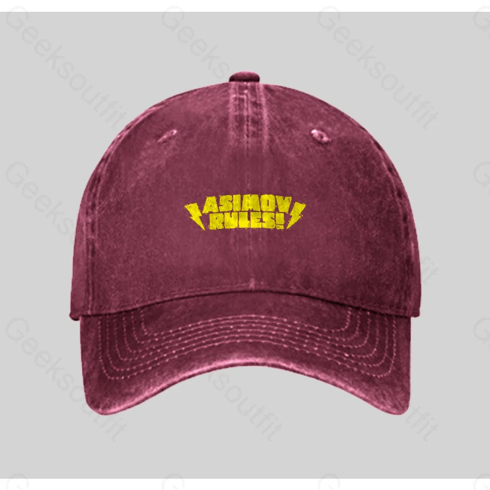 Asimov Rules! Washed Vintage Baseball Cap Red