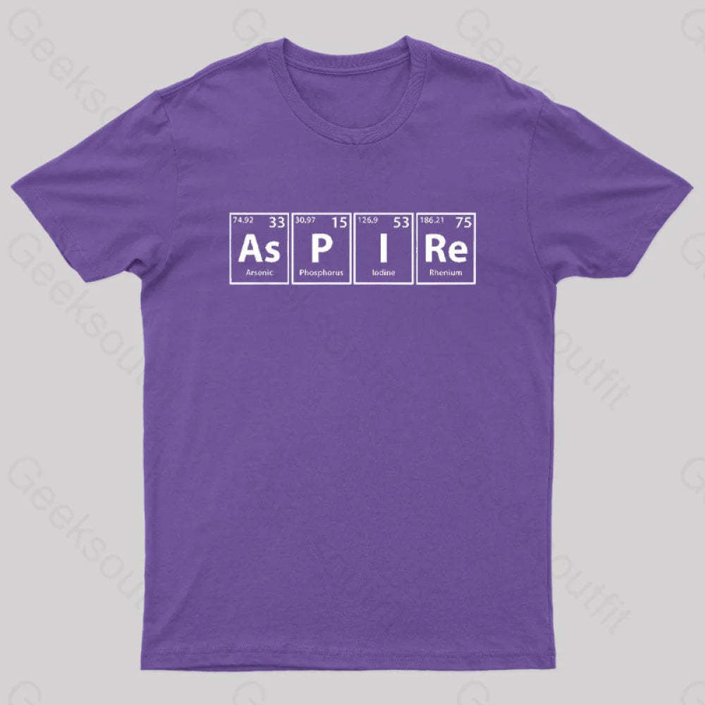 Aspire (As-P-I-Re) Periodic Elements Spelling Geek T-Shirt Purple / S