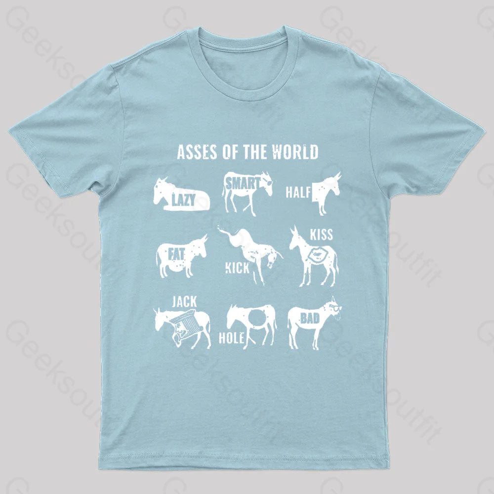 Asses The World Geek T-Shirt Light Blue / S