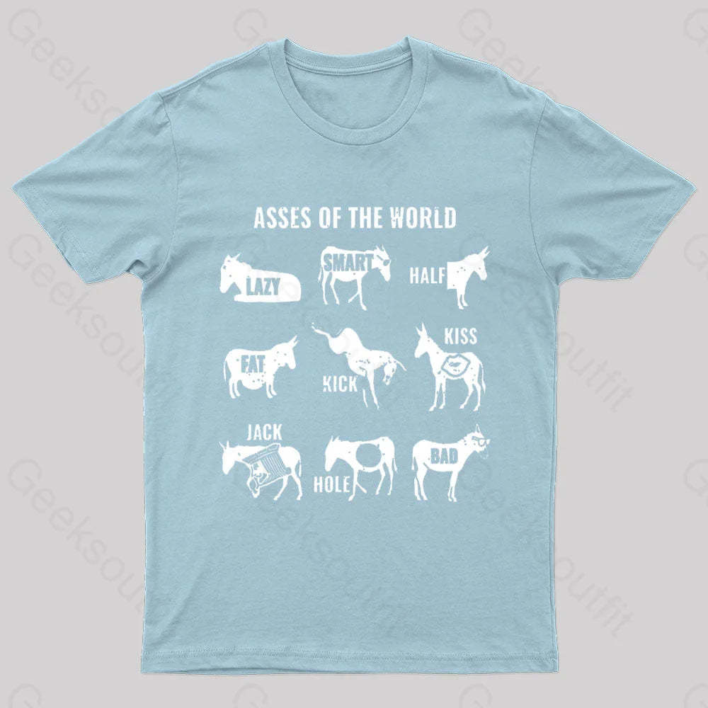 Asses The World Geek T-Shirt Light Blue / S