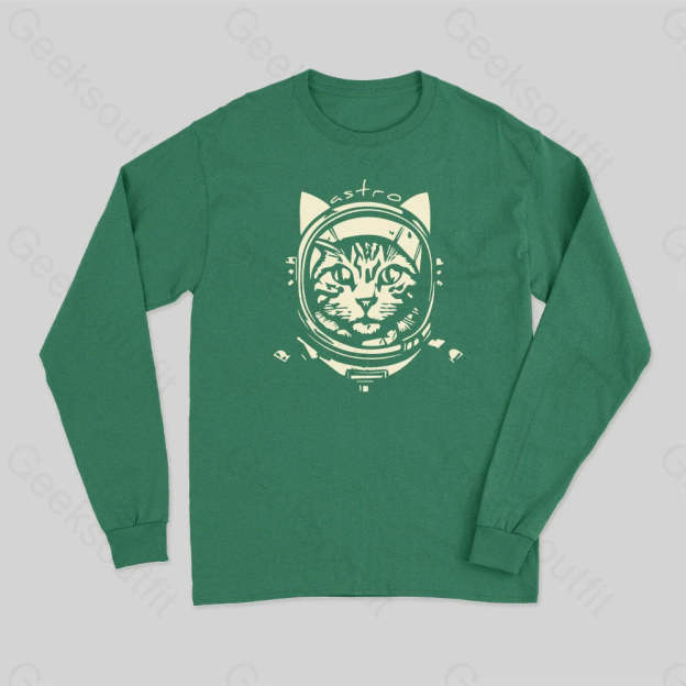 Astro Cat Long Sleeve T-Shirt Green / S