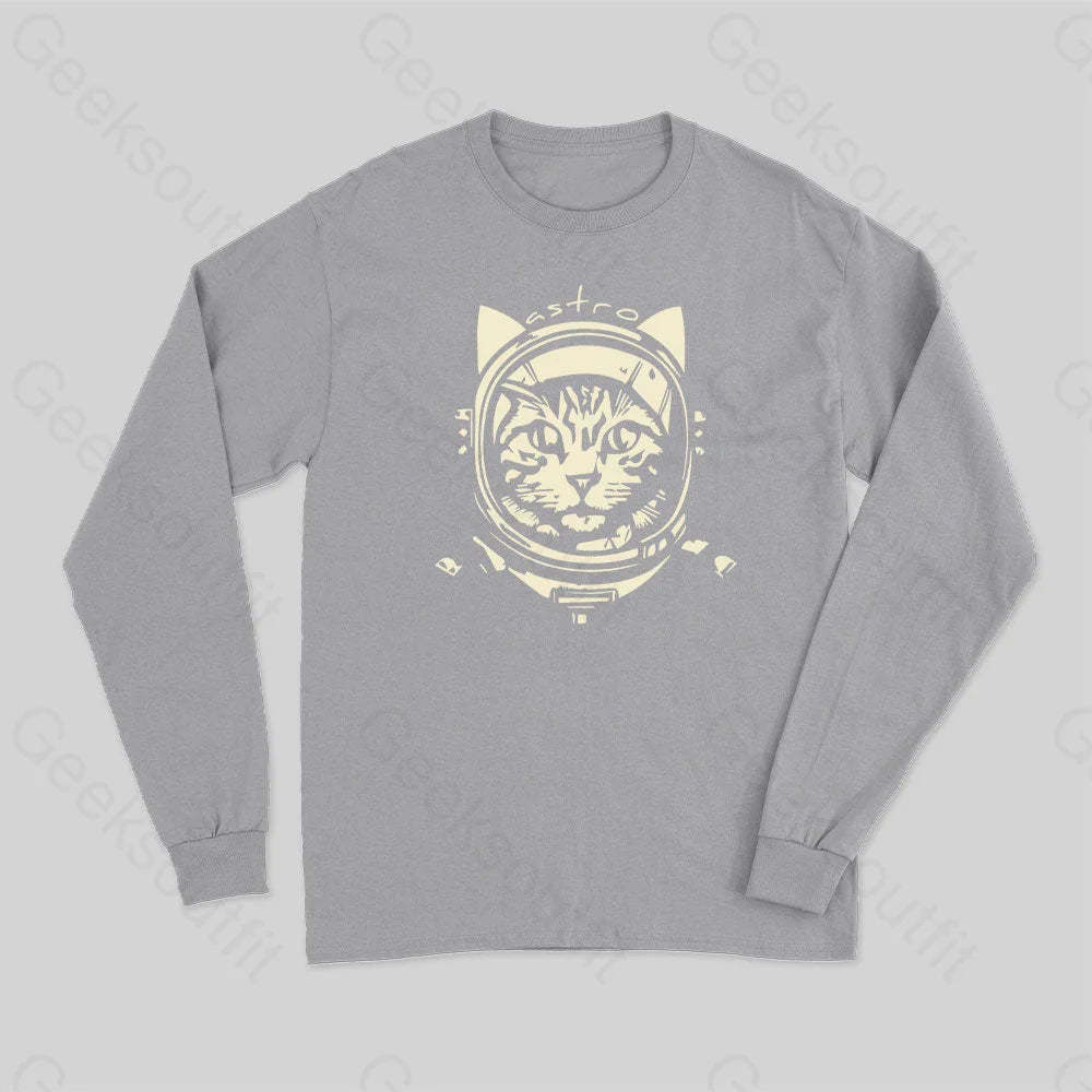 Astro Cat Long Sleeve T-Shirt Grey / S