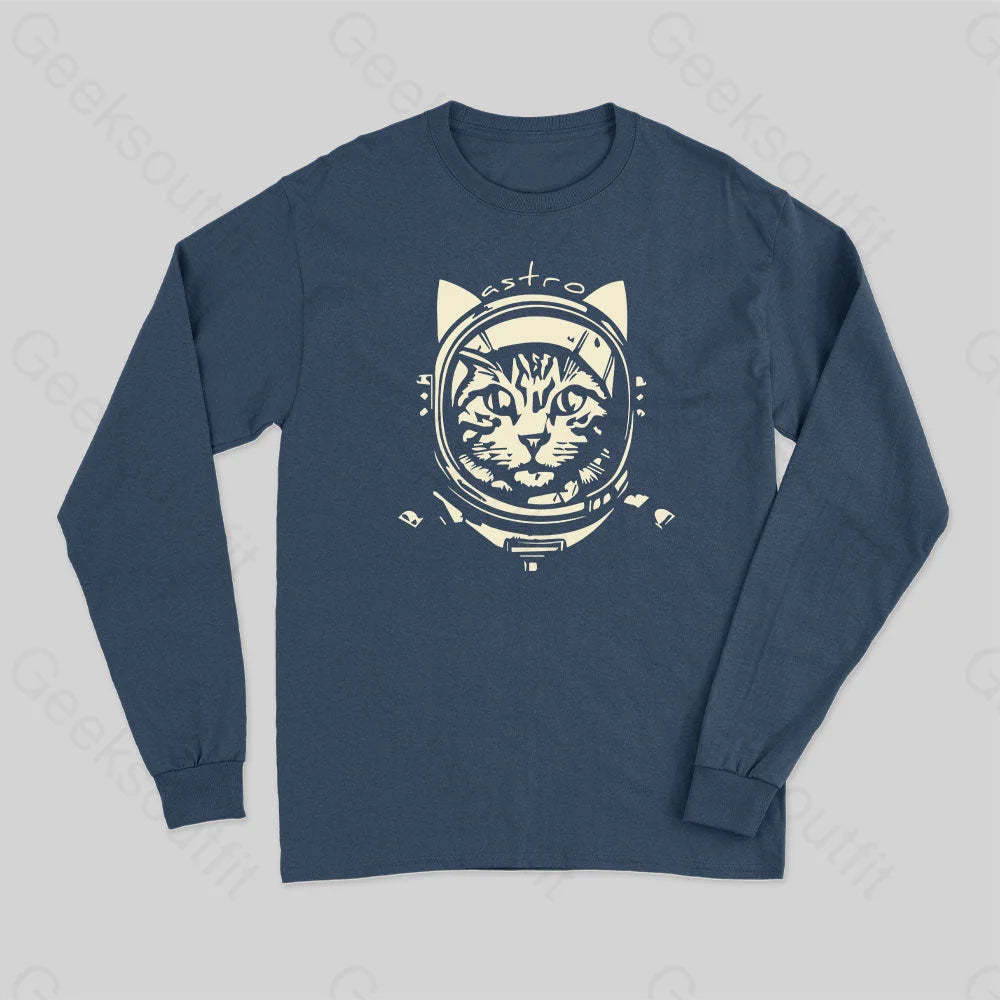 Astro Cat Long Sleeve T-Shirt Navy / S
