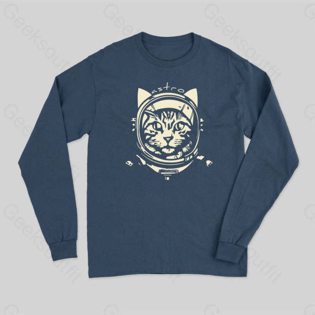 Astro Cat Long Sleeve T-Shirt Navy / S