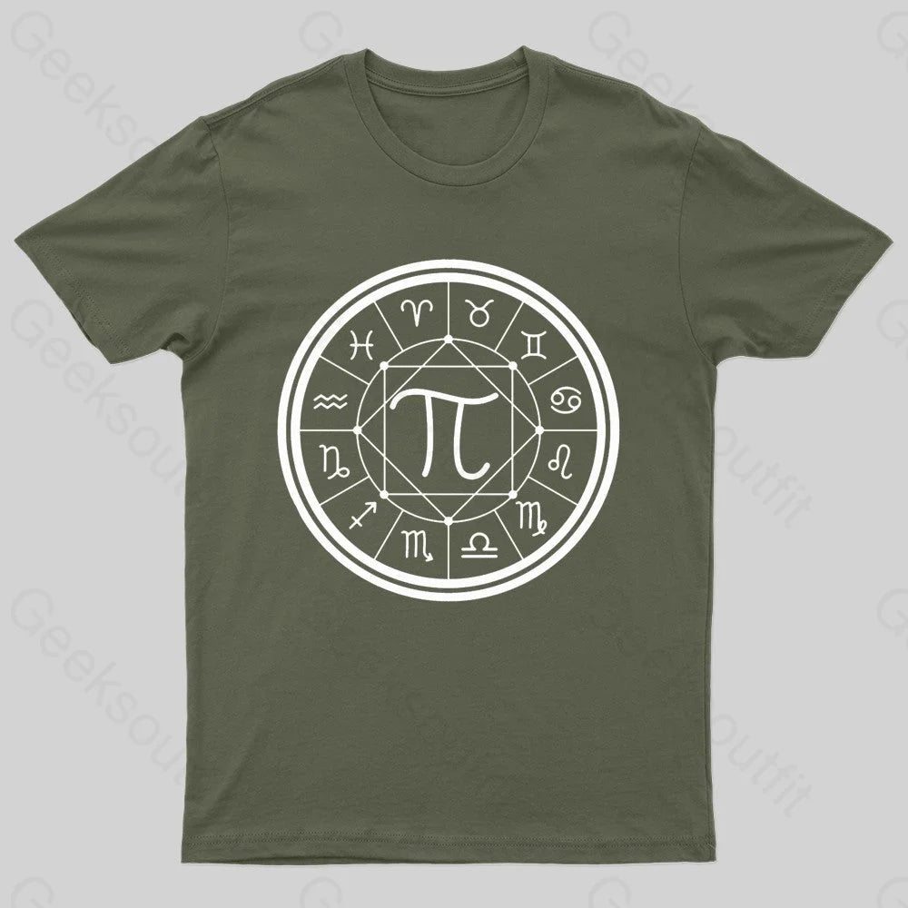 Astrology Of Pi Symbol Geek T-Shirt Army Green / S