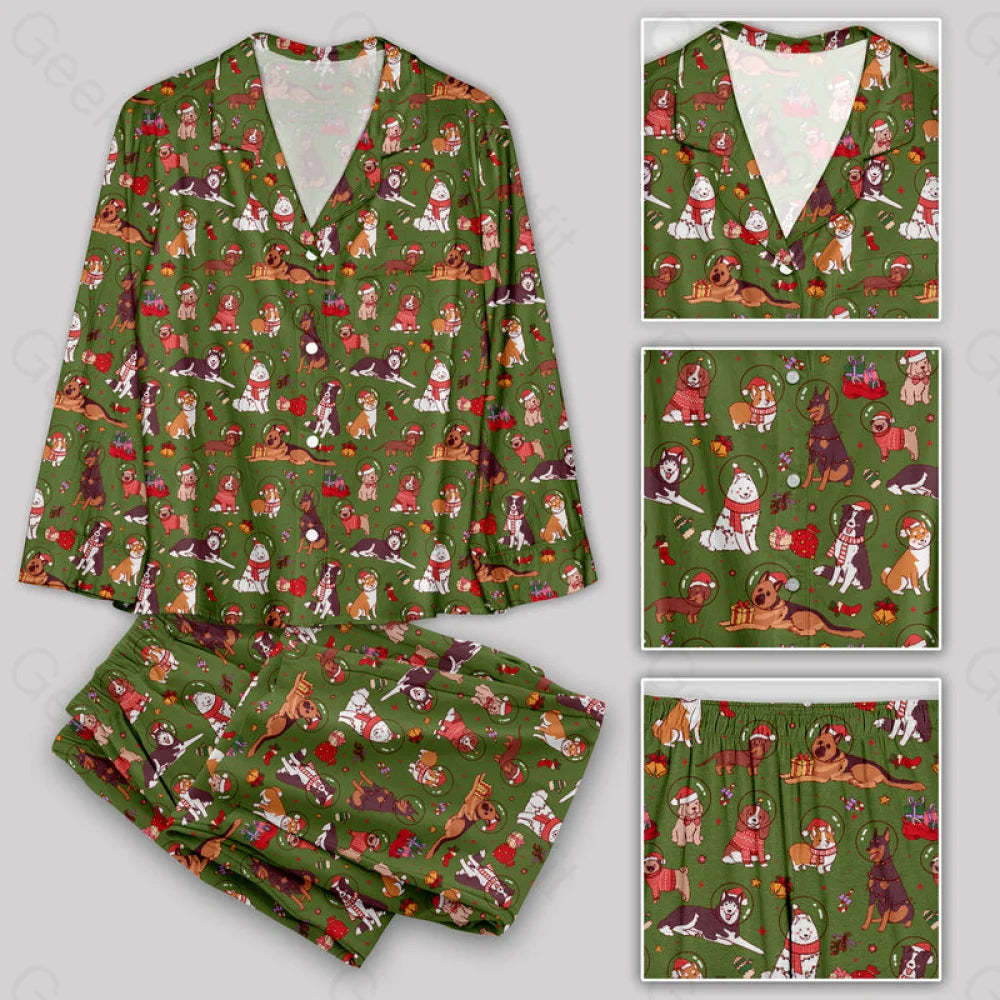 Astronaut Puppy Christmas Pajamas Set S / Geekpj0162 Yc