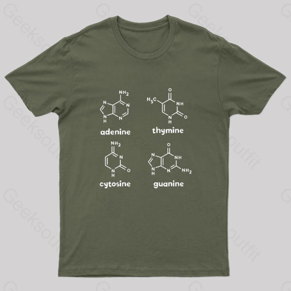 Atcg Science Molecule Chemistry Nerd T-Shirt Army Green / S