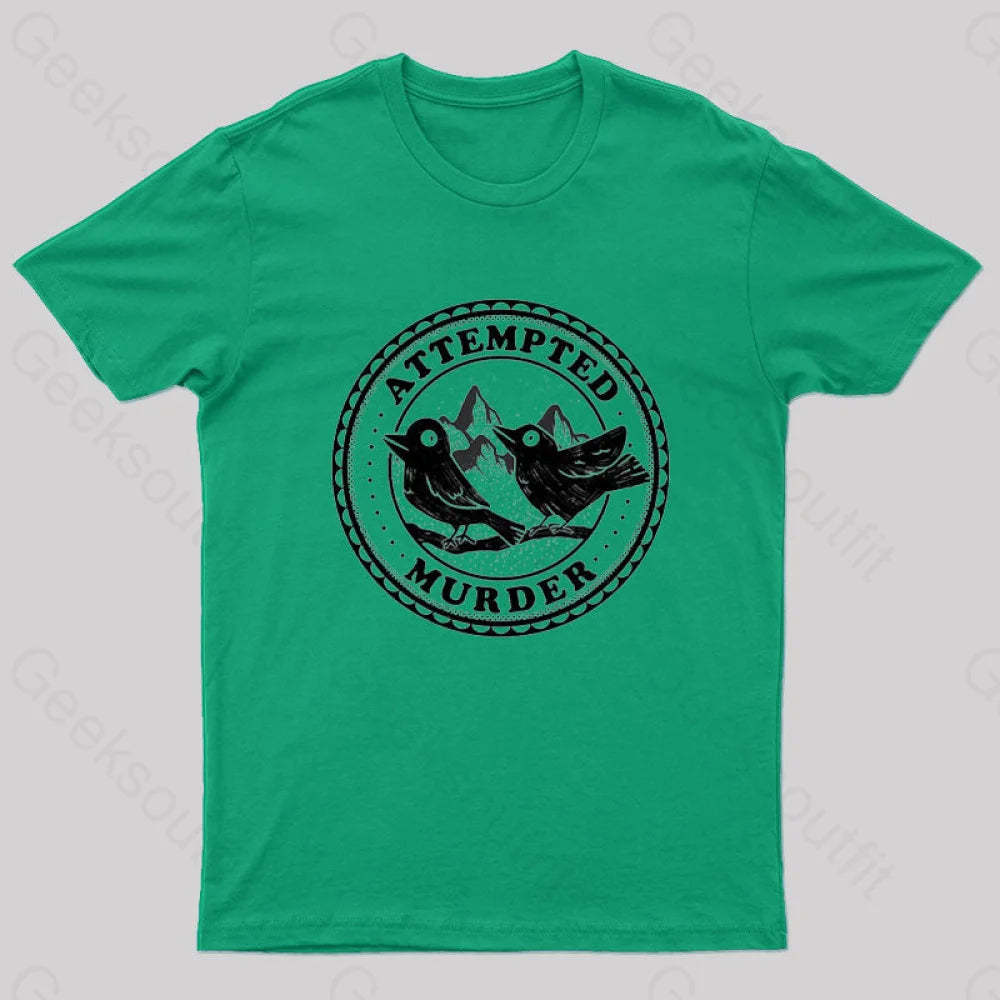 Attempted Murder Crows By Tobe Fonseca Geek T-Shirt Green / S