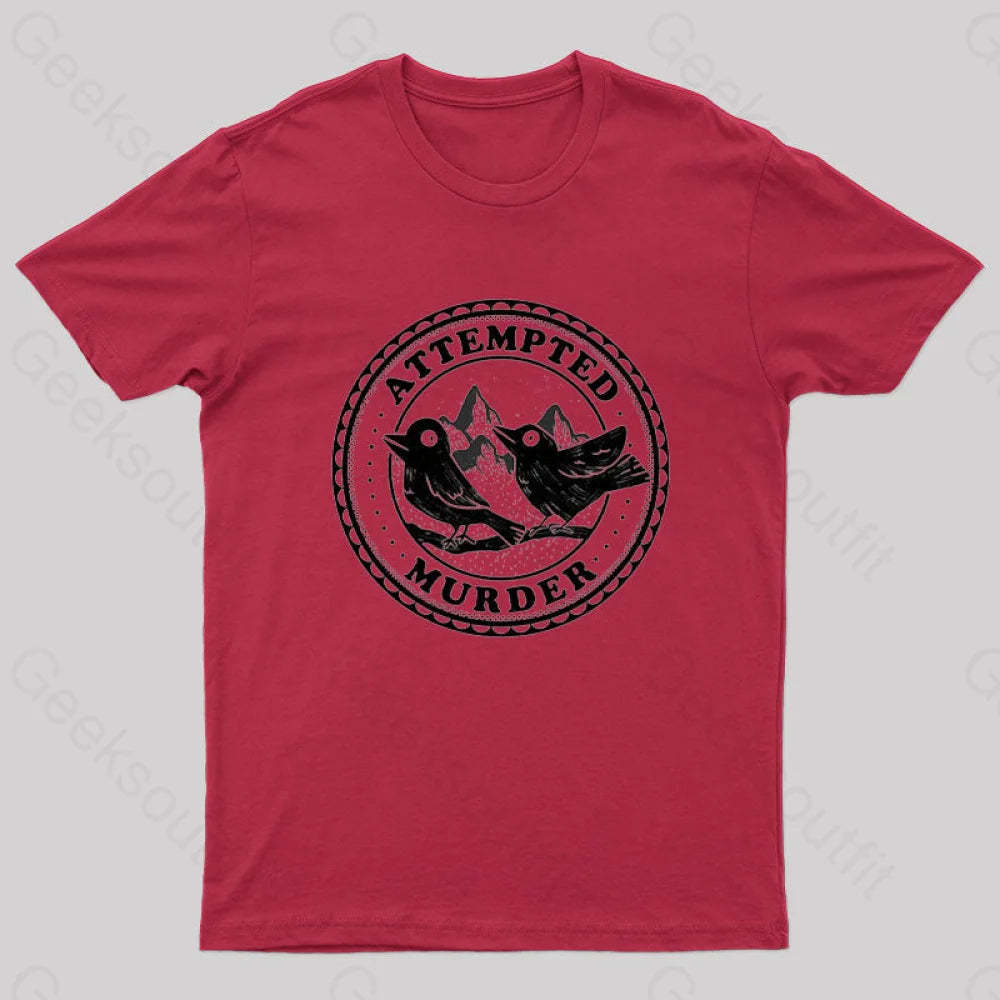 Attempted Murder Crows By Tobe Fonseca Geek T-Shirt Red / S