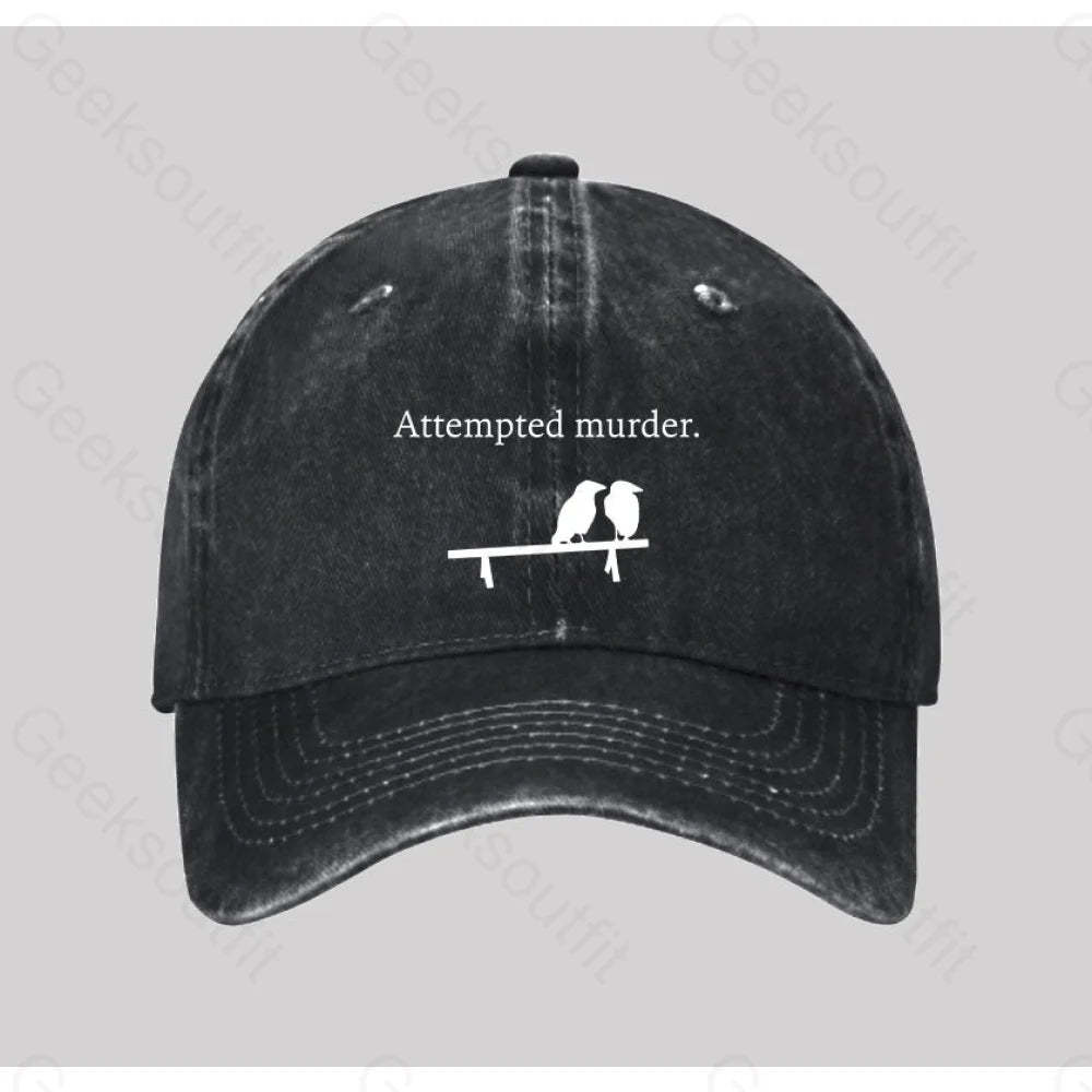 Attempted Murder Washed Vintage Baseball Cap Black