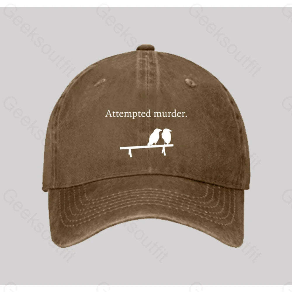 Attempted Murder Washed Vintage Baseball Cap Natural