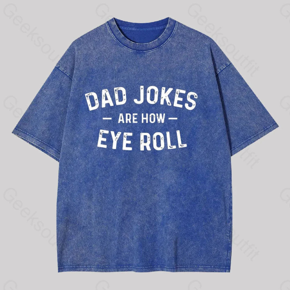 Attitude Towards Dad Jokes Geek Washed T-Shirt Blue / S