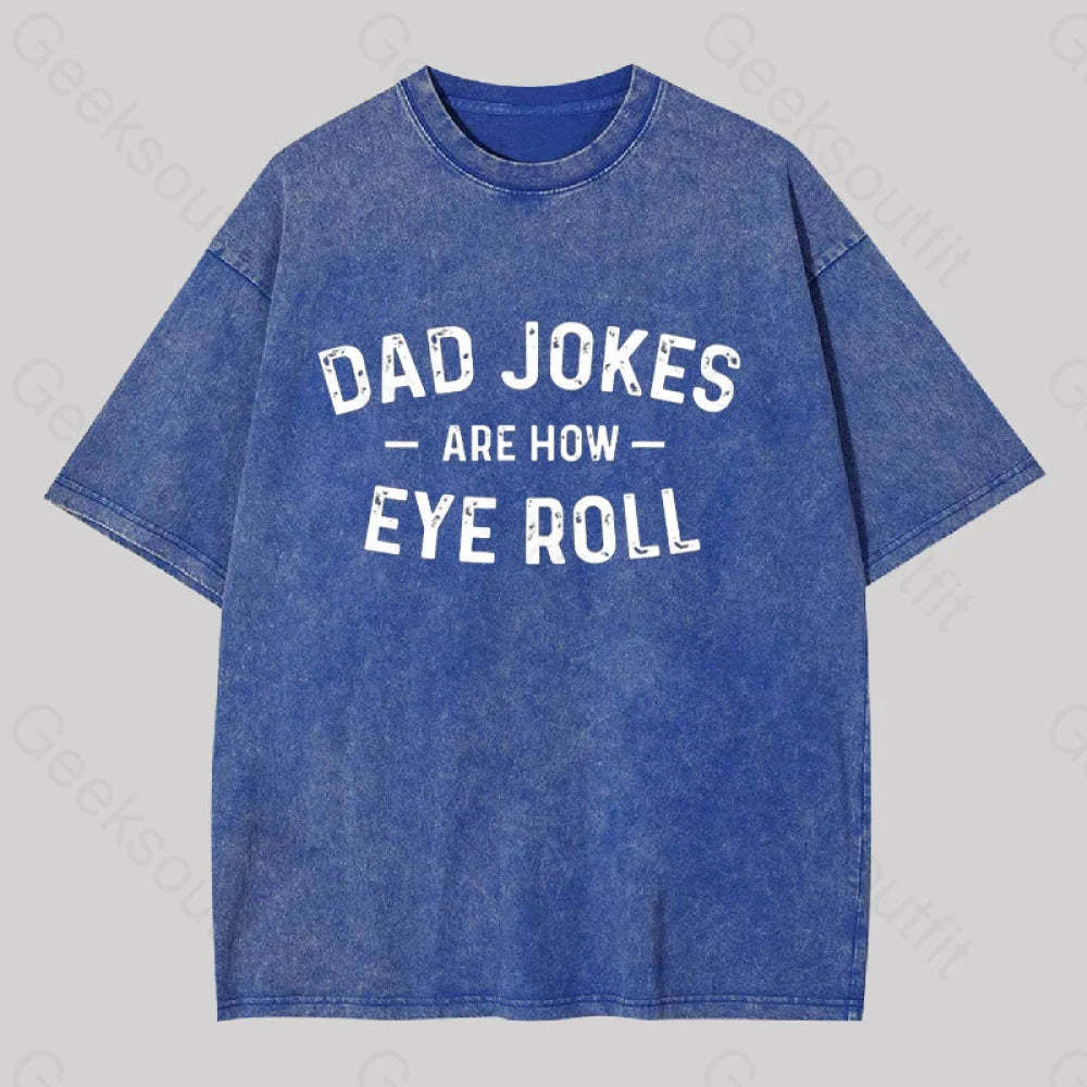 Attitude Towards Dad Jokes Geek Washed T-Shirt Blue / S