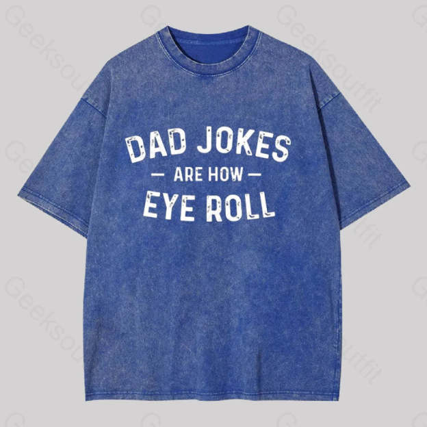 Attitude Towards Dad Jokes Geek Washed T-Shirt Blue / S