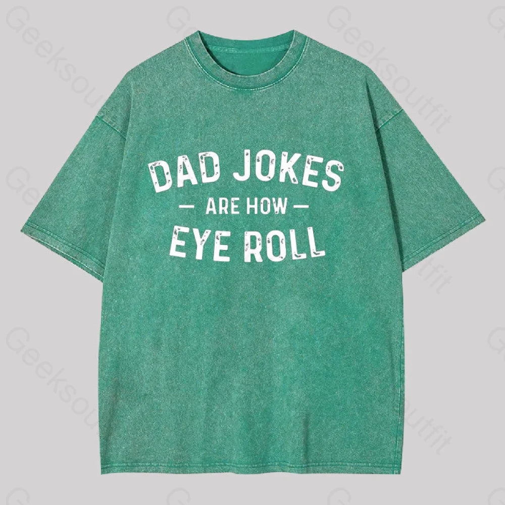 Attitude Towards Dad Jokes Geek Washed T-Shirt Grass Green / S
