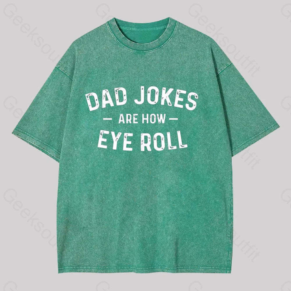 Attitude Towards Dad Jokes Geek Washed T-Shirt Grass Green / S