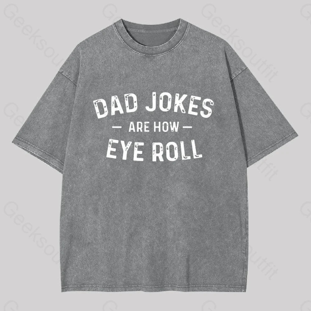 Attitude Towards Dad Jokes Geek Washed T-Shirt Grey / S