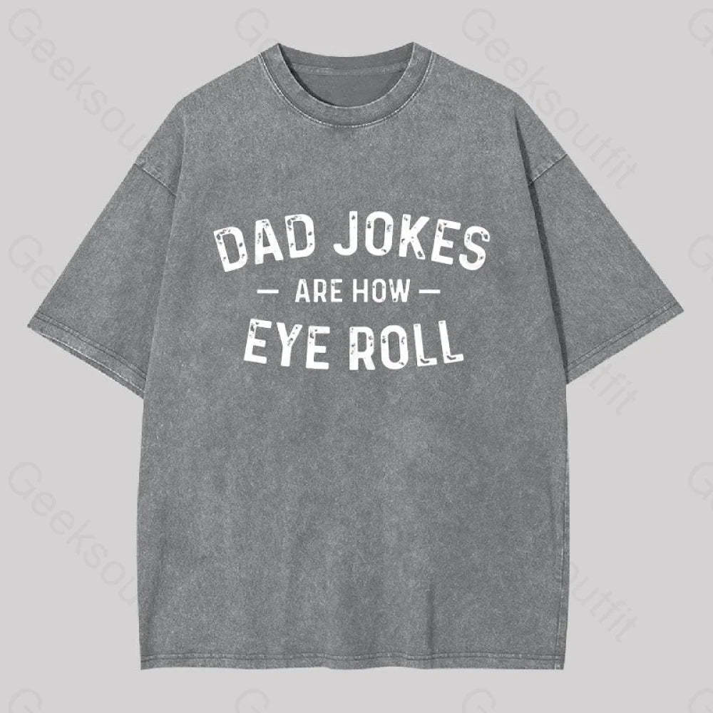 Attitude Towards Dad Jokes Geek Washed T-Shirt Grey / S