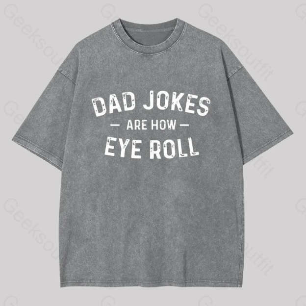 Attitude Towards Dad Jokes Geek Washed T-Shirt Grey / S