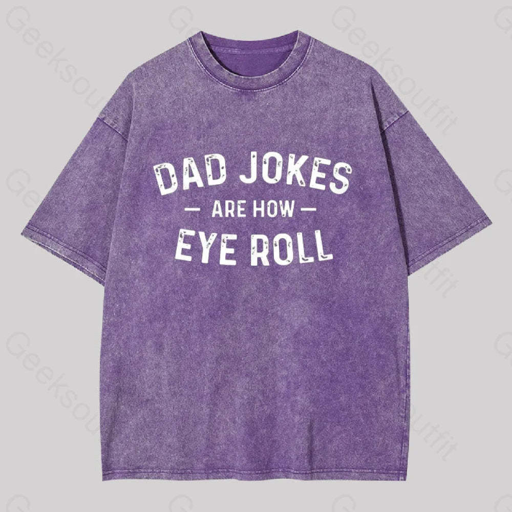 Attitude Towards Dad Jokes Geek Washed T-Shirt Purple / S