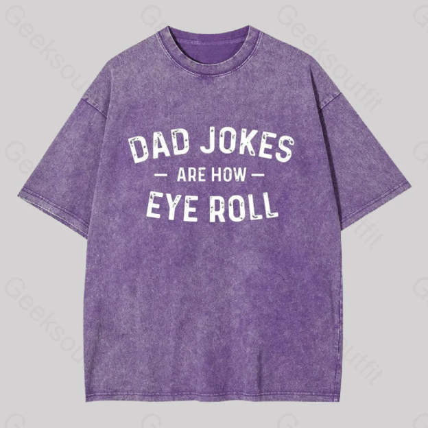 Attitude Towards Dad Jokes Geek Washed T-Shirt Purple / S