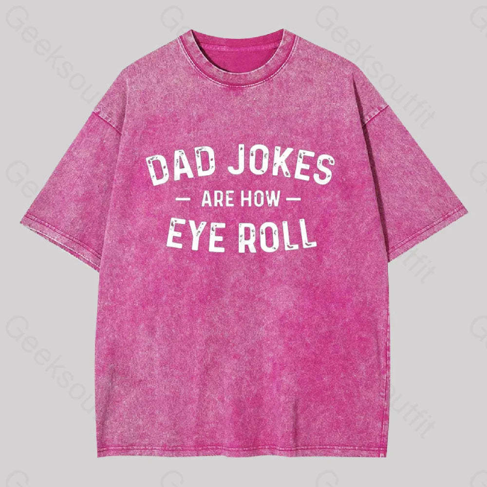 Attitude Towards Dad Jokes Geek Washed T-Shirt Rose Red / S