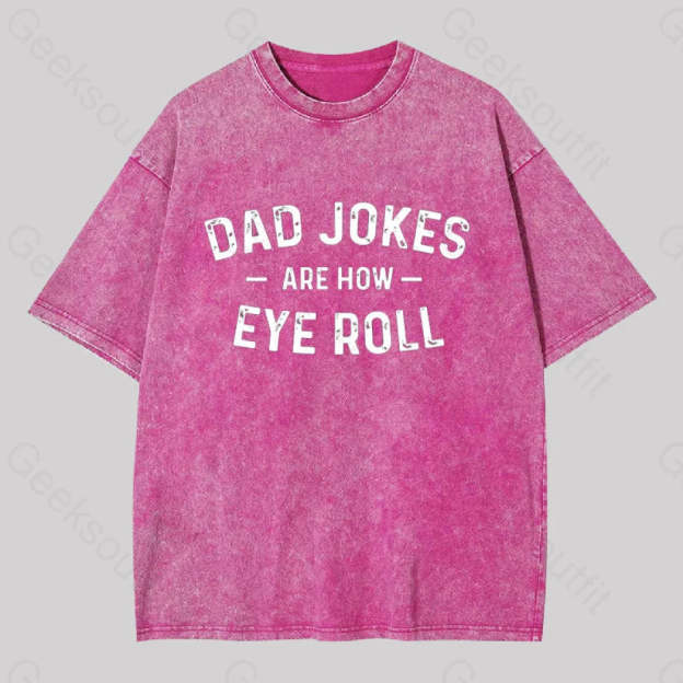 Attitude Towards Dad Jokes Geek Washed T-Shirt Rose Red / S
